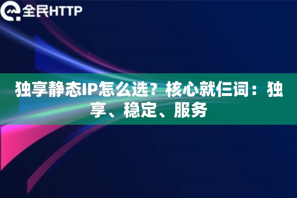 独享静态IP怎么选？核心就仨词：独享、稳定、服务