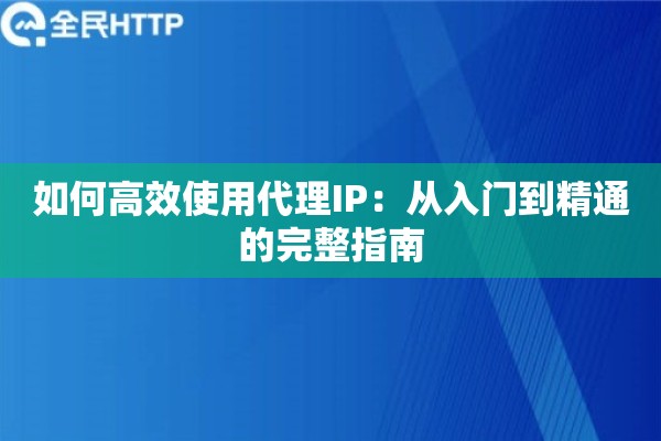 如何高效使用代理IP：从入门到精通的完整指南