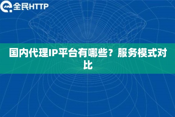国内代理IP平台有哪些？服务模式对比