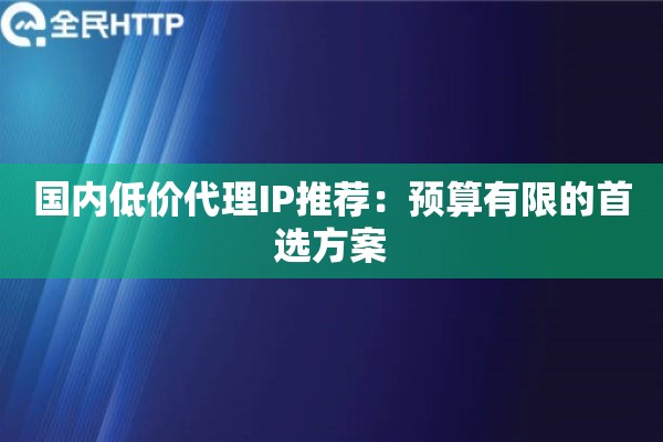 国内低价代理IP推荐:预算有限的首选方案 国内低价代理IP推荐:预算有限的首选方案