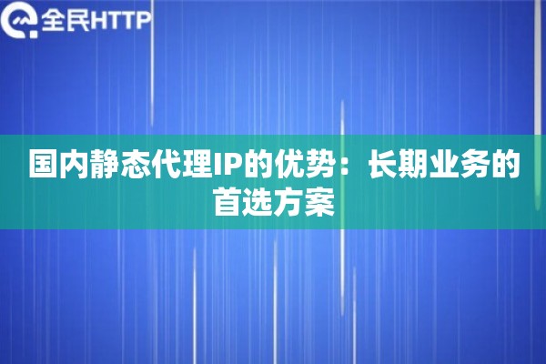 国内静态代理IP的优势：长期业务的首选方案