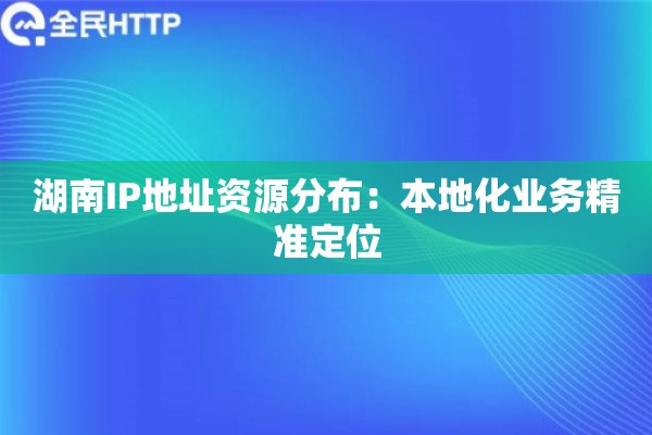 湖南IP地址资源分布：本地化业务精准定位