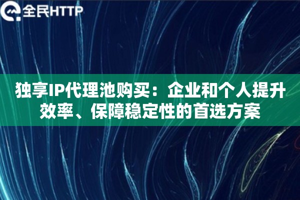 独享IP代理池购买：企业和个人提升效率、保障稳定性的首选方案