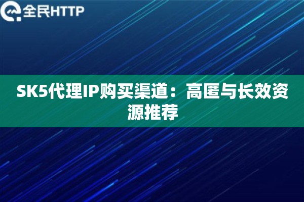 SK5代理IP购买渠道:高匿与长效资源推荐 SK5代理IP购买渠道:高匿与长效资源推荐