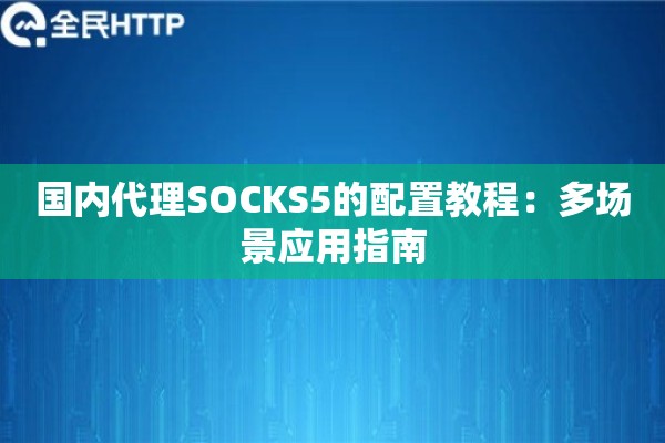 国内代理SOCKS5的配置教程:多场景应用指南 国内代理SOCKS5的配置教程:多场景应用指南