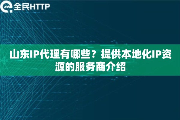 山东IP代理有哪些？提供本地化IP资源的服务商介绍