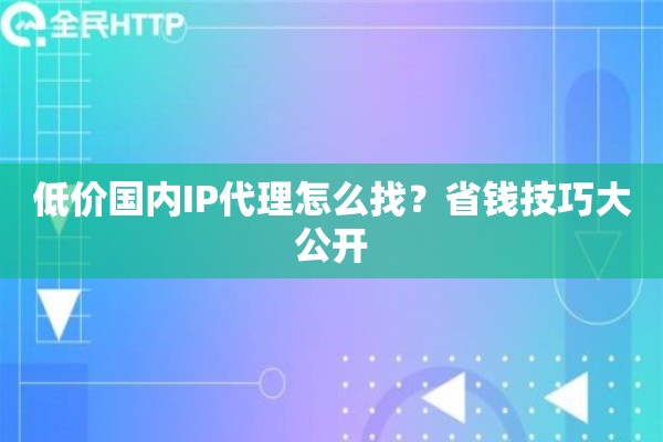低价国内IP代理怎么找?省钱技巧大公开 低价国内IP代理怎么找?省钱技巧大公开