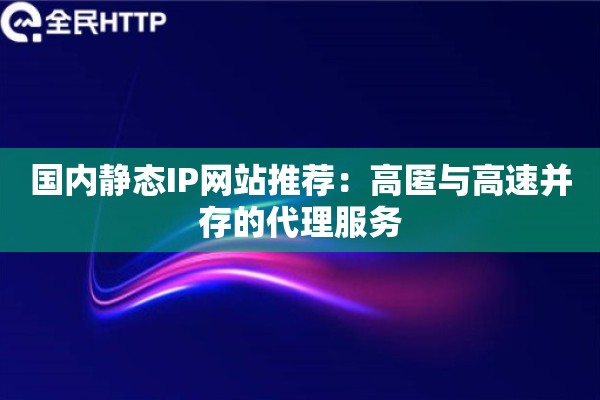 国内静态IP网站推荐：高匿与高速并存的代理服务
