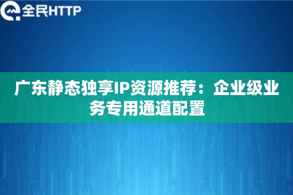广东静态独享IP资源推荐：企业级业务专用通道配置