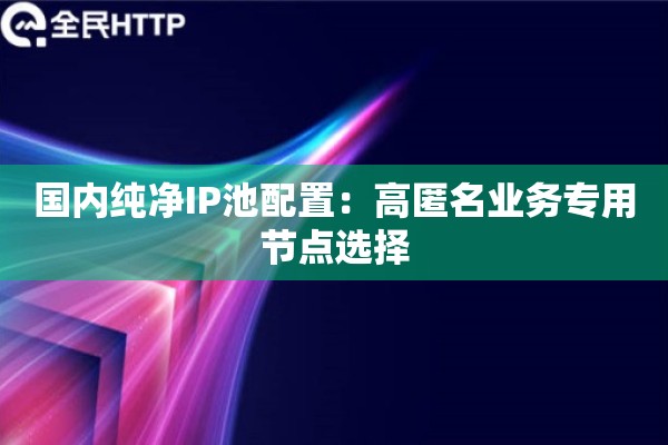 国内纯净IP池配置：高匿名业务专用节点选择
