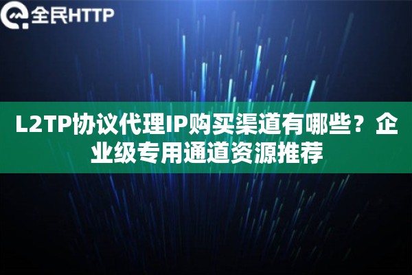 L2TP协议代理IP购买渠道有哪些？企业级专用通道资源推荐