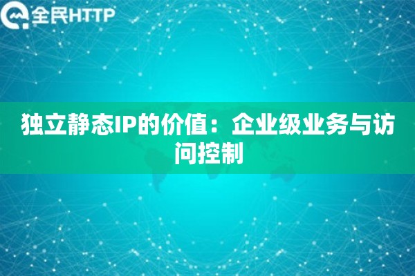 独立静态IP的价值:企业级业务与访问控制 独立静态IP的价值:企业级业务与访问控制