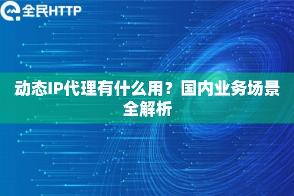 动态IP代理有什么用？国内业务场景全解析