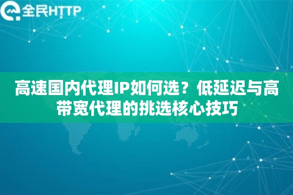高速国内代理IP如何选？低延迟与高带宽代理的挑选核心技巧