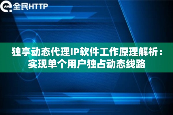 独享动态代理IP软件工作原理解析：实现单个用户独占动态线路