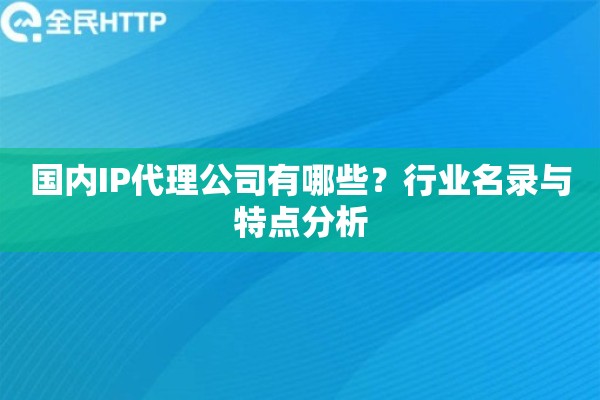 国内IP代理公司有哪些？行业名录与特点分析