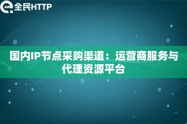 国内IP节点采购渠道:运营商服务与代理资源平台 国内IP节点采购渠道:运营商服务与代理资源平台