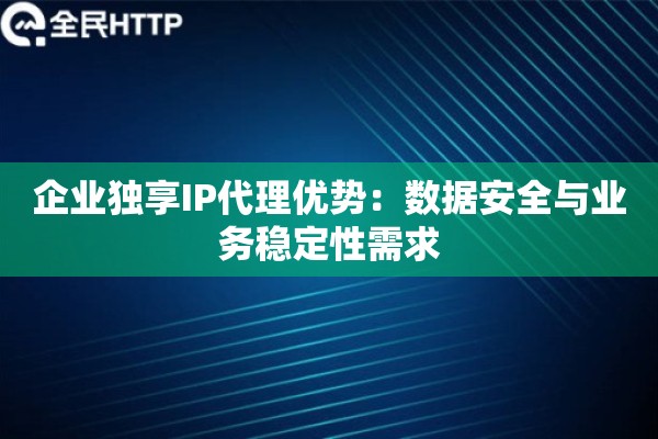 企业独享IP代理优势：数据安全与业务稳定性需求
