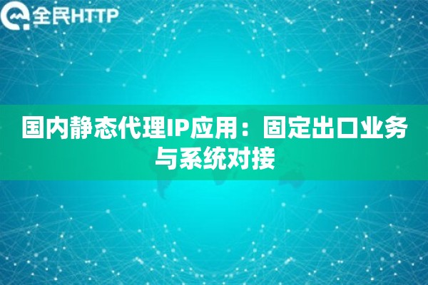 国内静态代理IP应用：固定出口业务与系统对接