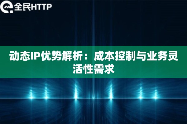 动态IP优势解析：成本控制与业务灵活性需求