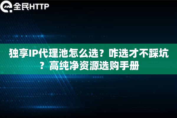 独享IP代理池怎么选？咋选才不踩坑？高纯净资源选购手册