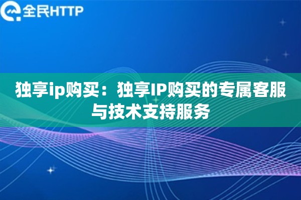 独享ip购买：独享IP购买的专属客服与技术支持服务