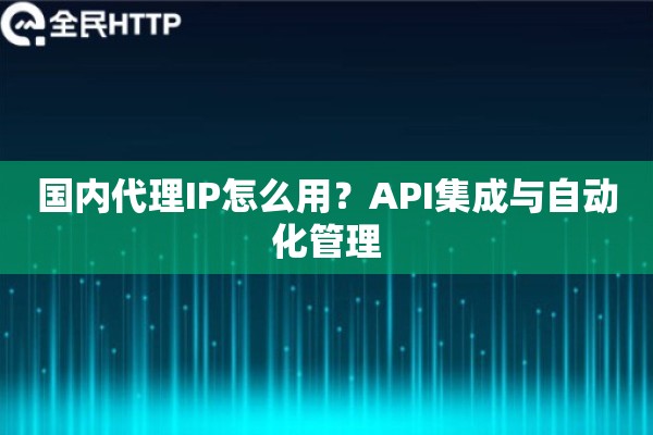 国内代理IP怎么用?API集成与自动化管理 国内代理IP怎么用?API集成与自动化管理