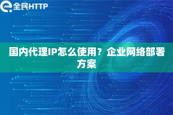 国内代理IP怎么使用？企业网络部署方案