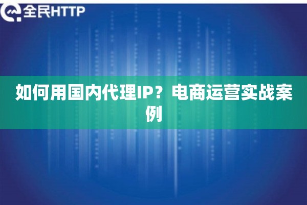如何用国内代理IP？电商运营实战案例