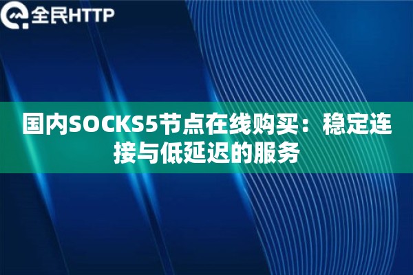 国内SOCKS5节点在线购买：稳定连接与低延迟的服务