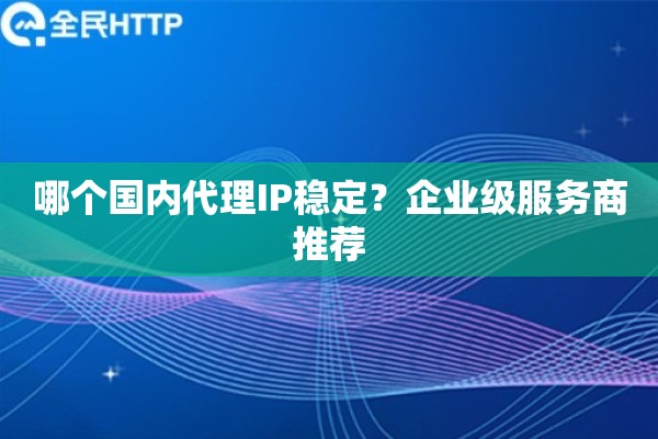 哪个国内代理IP稳定？企业级服务商推荐