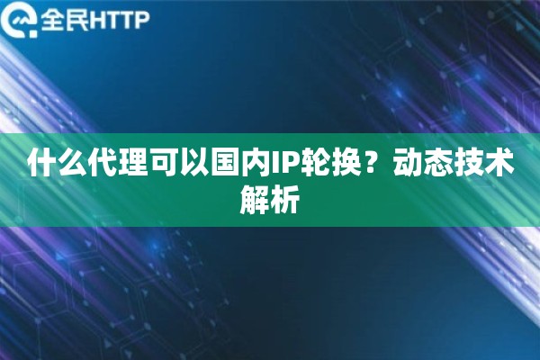 什么代理可以国内IP轮换？动态技术解析
