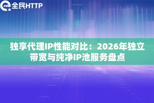 独享代理IP性能对比：2026年独立带宽与纯净IP池服务盘点
