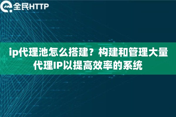 ip代理池怎么搭建？构建和管理大量代理IP以提高效率的系统