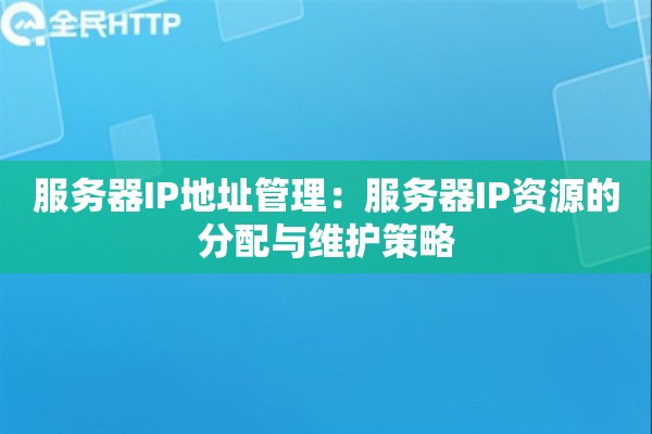 服务器IP地址管理：服务器IP资源的分配与维护策略