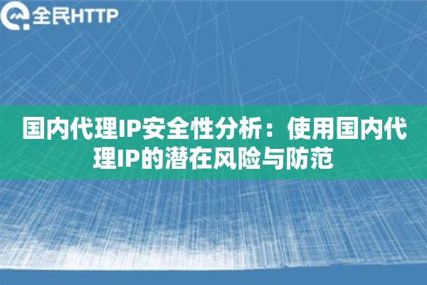 国内代理IP安全性分析：使用国内代理IP的潜在风险与防范