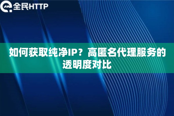 如何获取纯净IP？高匿名代理服务的透明度对比