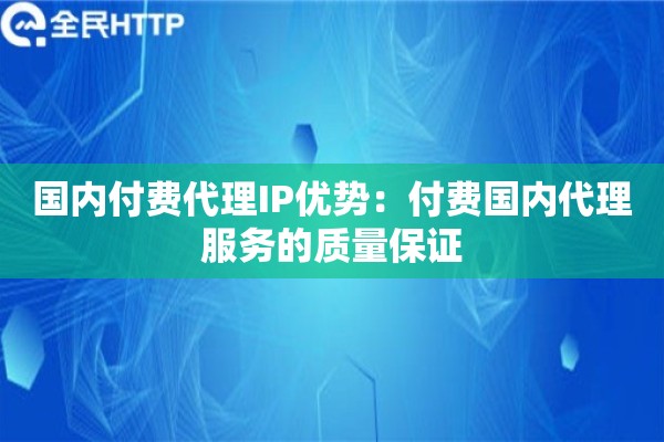 国内付费代理IP优势:付费国内代理服务的质量保证 国内付费代理IP优势:付费国内代理服务的质量保证