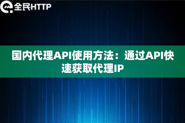 国内代理API使用方法：通过API快速获取代理IP