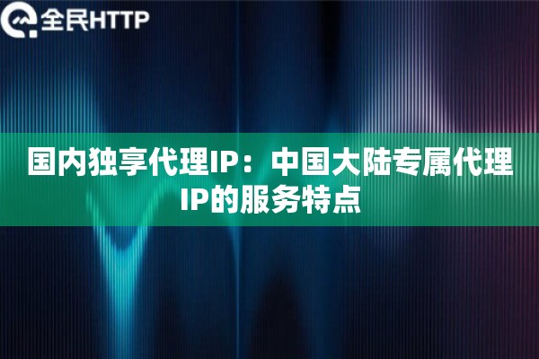 国内独享代理IP：中国大陆专属代理IP的服务特点