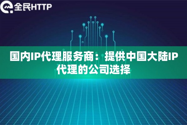 国内IP代理服务商：提供中国大陆IP代理的公司选择