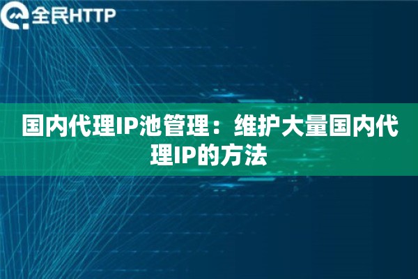 国内代理IP池管理：维护大量国内代理IP的方法