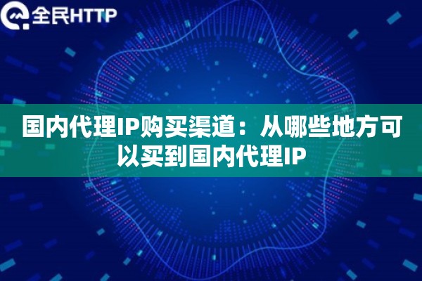 国内代理IP购买渠道：从哪些地方可以买到国内代理IP