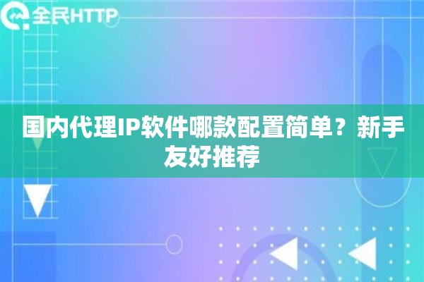 国内代理IP软件哪款配置简单？新手友好推荐