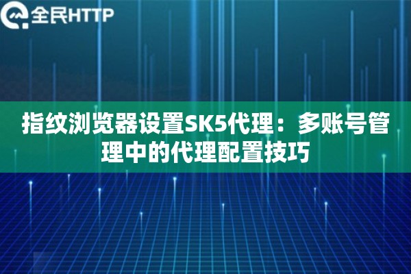 指纹浏览器设置SK5代理：多账号管理中的代理配置技巧