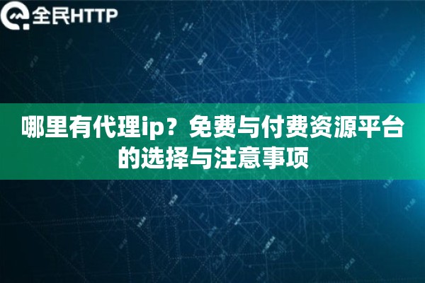 哪里有代理ip？免费与付费资源平台的选择与注意事项