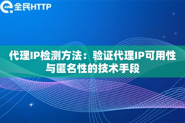 代理IP检测方法：验证代理IP可用性与匿名性的技术手段