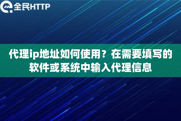 代理ip地址如何使用？在需要填写的软件或系统中输入代理信息