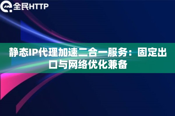 静态IP代理加速二合一服务：固定出口与网络优化兼备
