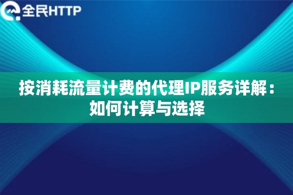 按消耗流量计费的代理IP服务详解：如何计算与选择